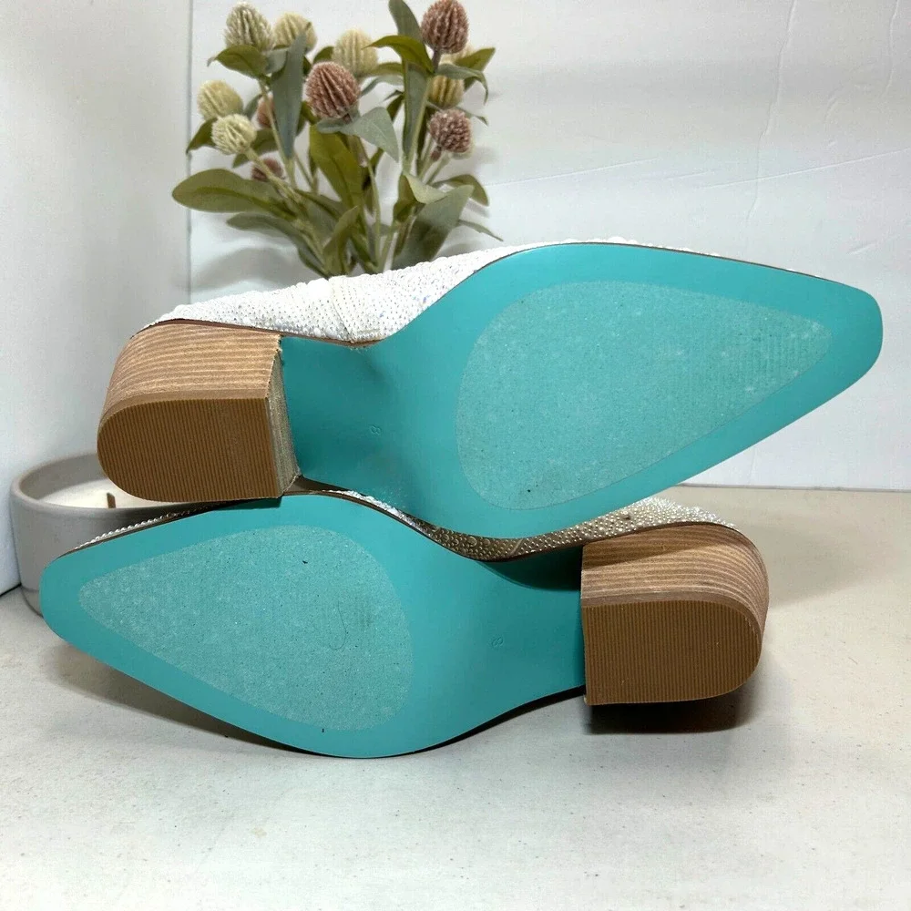 Betsey Johnson SB-Diva Pearl Short Boot Western Cowgirl Women 8 NWB Bridal - Picture 8 of 13